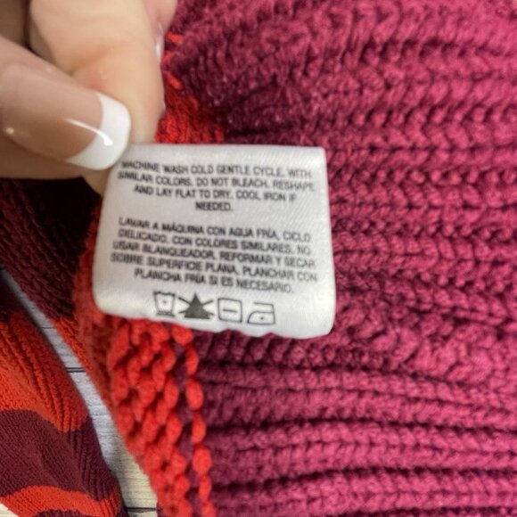 Route 66 Sweater Size Large Red‎ Purple Striped Knit Winter Fall Halloween - Picture 8 of 12